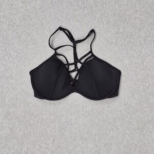 Victoria's Secret PINK Women Swimwear S‎ (D-DD) Black Top Underwired Strappy